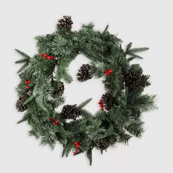 Венок новогодний Ad trend шишки и ягоды 60 см