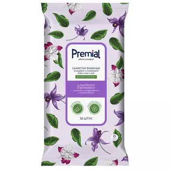 Влажные салфетки Premial La Fleur Орхидея 50 шт