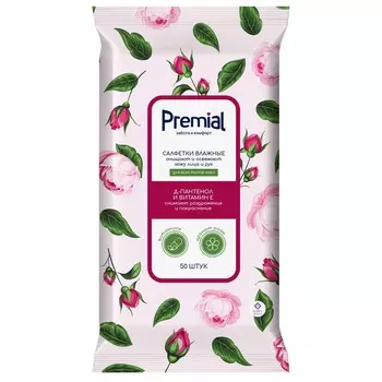 Влажные салфетки Premial La Fleur Роза 50 шт
