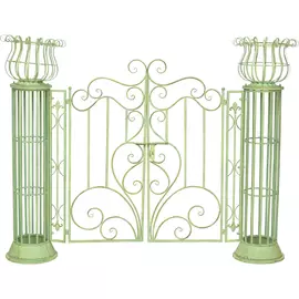 Ворота садовые металлический оливковый 172x130x36см