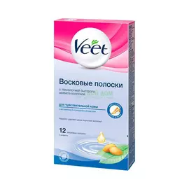 Восковые полоски Veet для депиляции для чувствительнойкожи 12шт (6/7508406)