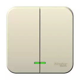 Выключатель 2-клавишный подсвет. Молочн. Schneider Electric