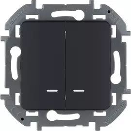Выключатель двухклавишный Legrand Inspiria с подсветкой - 10 AX - 250В. Цвет - антрацит