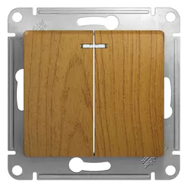 Выключатель двухклавишный Schneider Electric Glossa с подсветкой