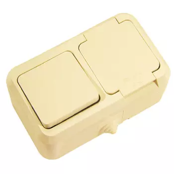 Выключатель Makel 1 клавишный розетка с/з крем