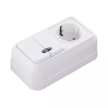 Выключатель Makel подсветка 2 клавишный розетка с/з