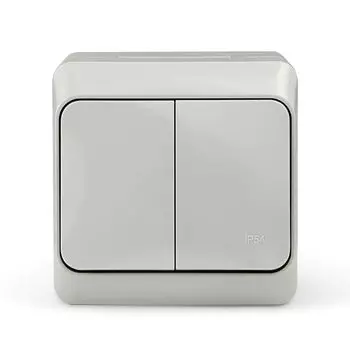 Выключатель Tokov Electric Nix двухклавишный серый