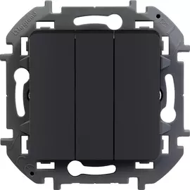 Выключатель трехклавишный Legrand Inspiria - 10 AX - 250В. Цвет - антрацит