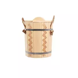 Запарник Банные штучки 10 л. Цветочный орнамент с крышкой, липа, в кор.