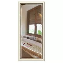 Зеркало с фацетом в багетной раме Evoform состаренное серебро с плетением 70 мм 73х163 см