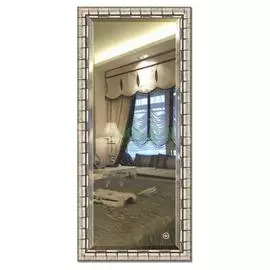 Зеркало с фацетом в багетной раме Evoform серебряный бамбук 73 мм 73х163 см