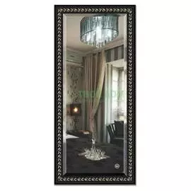 Зеркало с фацетом в багетной раме Evoform черный ардеко 81 мм 75х165 см