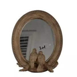 Зеркало Glasar овальное настольное в винтажном стиле с птичками у основания 19x24x4 см