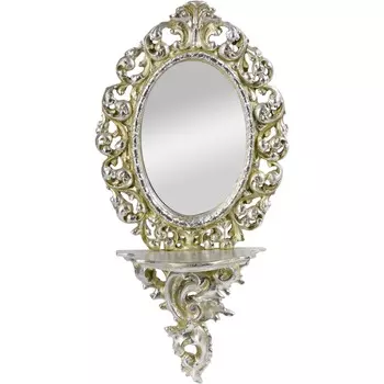 Зеркало настенное Glasar с полочкой серебро 18х9х35 см