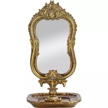 Зеркало настольное Glasar золотистое 15х15х27 см