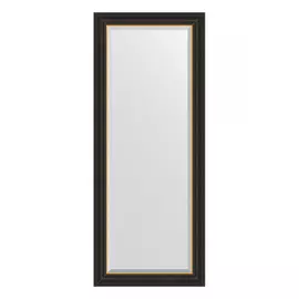 Зеркало с фацетом в багетной раме Evoform черное дерево с золотом 71 мм 59x144 см