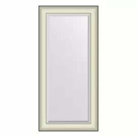 Зеркало с фацетом в багетной раме Evoform белая кожа с хромом 78 мм 54х114 см