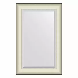 Зеркало с фацетом в багетной раме Evoform белая кожа с хромом 78 мм 54х84 см