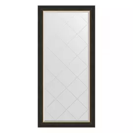 Зеркало с гравировкой в багетной раме Evoform черное дерево с золотом 71 мм 74x156 см