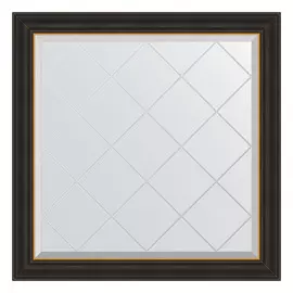 Зеркало с гравировкой в багетной раме Evoform черное дерево с золотом 71 мм 84x84 см