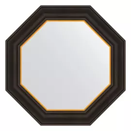 Зеркало в багетной раме Evoform черное дерево с золотом 71 мм 54x54 см