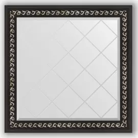 Зеркало с гравировкой в багетной раме Evoform черный ардеко 81 мм 85x85 см