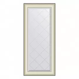 Зеркало с гравировкой в багетной раме Evoform белая кожа с хромом 78 мм 54х124 см