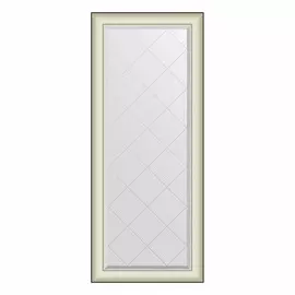 Зеркало с гравировкой в багетной раме Evoform белая кожа с хромом 78 мм 64х154 см