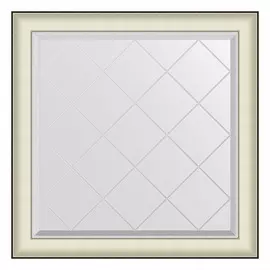 Зеркало с гравировкой в багетной раме Evoform белая кожа с хромом 78 мм 84х84 см