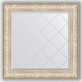 Зеркало с гравировкой в багетной раме Evoform виньетка серебро 109 мм 90x90 см