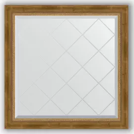 Зеркало с гравировкой в багетной раме Evoform состаренная бронза с плетением 70 мм 83x83 см