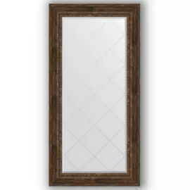 Зеркало с гравировкой в багетной раме Evoform состаренное дерево с орнаментом 120 мм 82x164 см