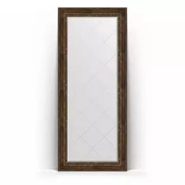 Зеркало напольное с гравировкой в багетной раме Evoform состаренное дерево с орнаментом 120 мм 87x207 см
