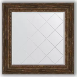 Зеркало с гравировкой в багетной раме Evoform состаренное дерево с орнаментом 120 мм 92x92 см