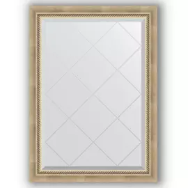 Зеркало с гравировкой в багетной раме Evoform состаренное серебро с плетением 70 мм 73x101 см