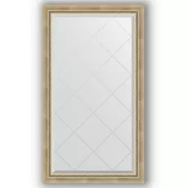 Зеркало с гравировкой в багетной раме Evoform состаренное серебро с плетением 70 мм 73x128 см