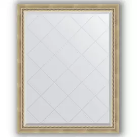 Зеркало с гравировкой в багетной раме Evoform состаренное серебро с плетением 70 мм 93x118 см