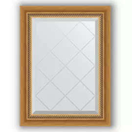 Зеркало с гравировкой в багетной раме Evoform состаренное золото с плетением 70 мм 53x71 см