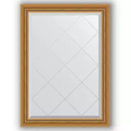 Зеркало с гравировкой в багетной раме Evoform состаренное золото с плетением 70 мм 73x101 см