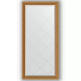 Зеркало с гравировкой в багетной раме Evoform состаренное золото с плетением 70 мм 73x155 см