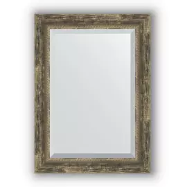 Зеркало с фацетом в багетной раме Evoform старое дерево с плетением 70 мм 53х73 см