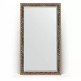 Зеркало напольное с фацетом в багетной раме Evoform вензель серебряный 101 мм 114x204 см