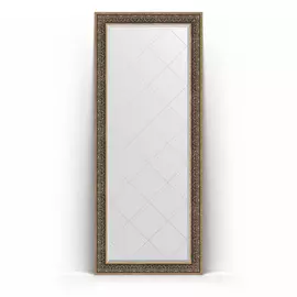 Зеркало напольное с гравировкой в багетной раме Evoform вензель серебряный 101 мм 84x204 см