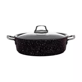 Жаровня алюминиевая Катюша пром Модус черный гранит с серебром 28 см 3,9 л