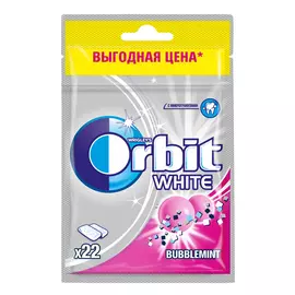 Жевательная резинка Orbit White Bubblemint, без сахара, пакет, 30 г