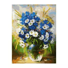Живопись на картоне Белоснежка Цветы Ромашки и васильки