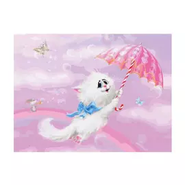 Живопись на картоне по номерам Белоснежка Белая кошечка 29,5*39,5 см