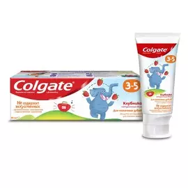 Зубная паста детская Colgate 3-5, защита от кариеса, с фторидом, для детей от 3 до 5 лет, со вкусом клубники, 60 мл