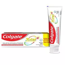 Зубная паста Colgate Total 12 Чистая мята с цинком и аргинином для комплексной антибактериальной защиты всей полости рта в течение 12 часов, 125 мл