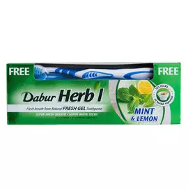 Зубная паста Dabur Herb'l Mint &amp; Lemon + щетка